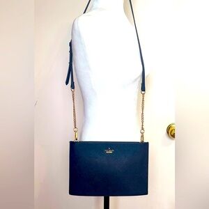 Kate Spade Black and Gold Crossbody Bag with Sleek Design. NWOT